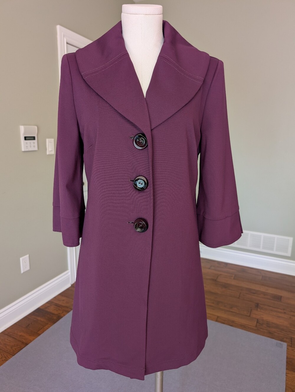 MELANIE LYNE Purple Plum Long Blazer Jacket Size 8 NWT